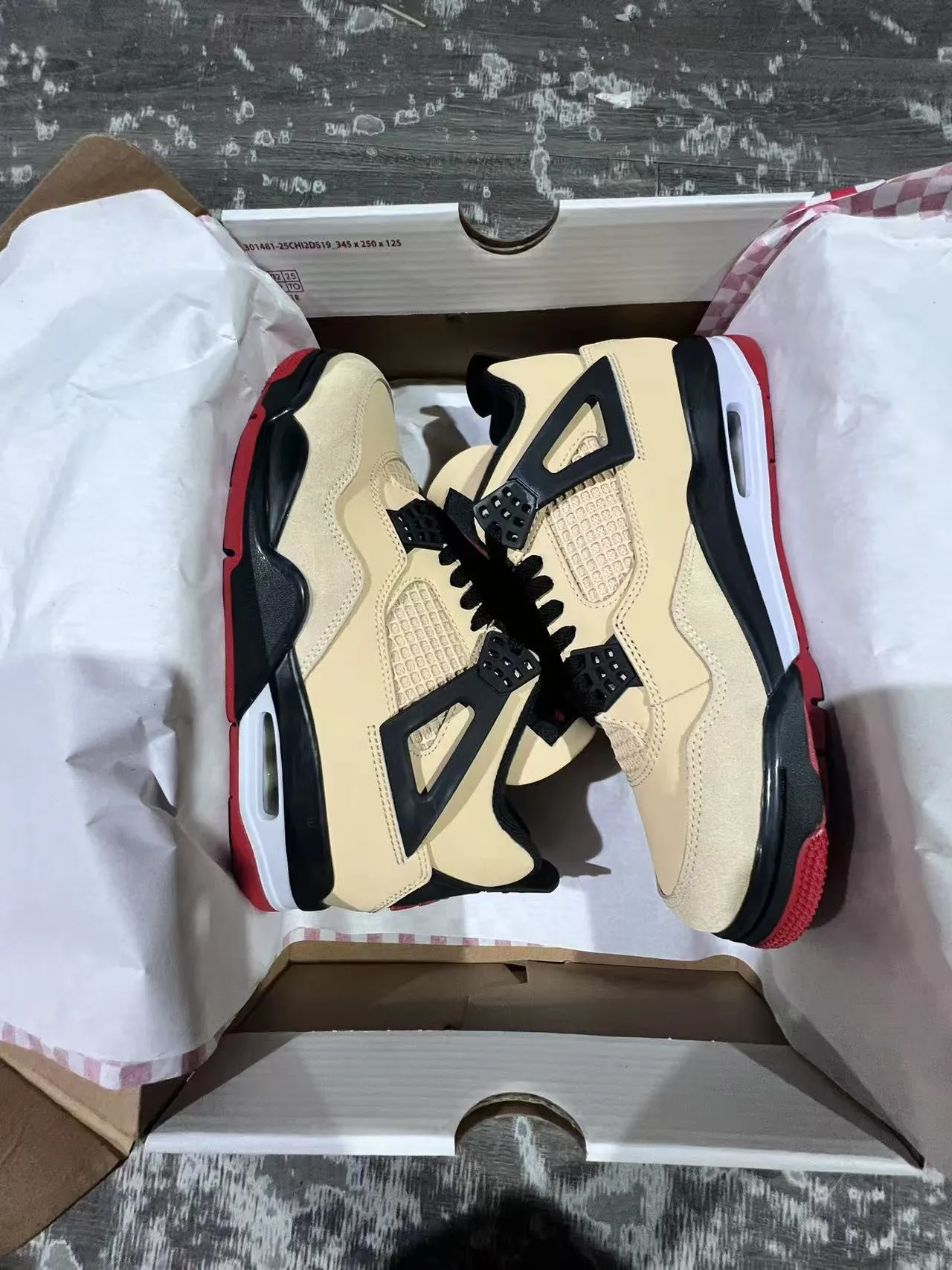 Air Jordan 4 Beige Black Red Basketball Shoes 8