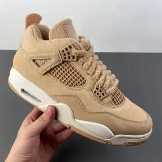 Air Jordan 4 Beige Fleece High-Top Basketball Shoes