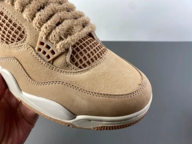 Air Jordan 4 Beige Fleece High-Top Basketball Shoes 2