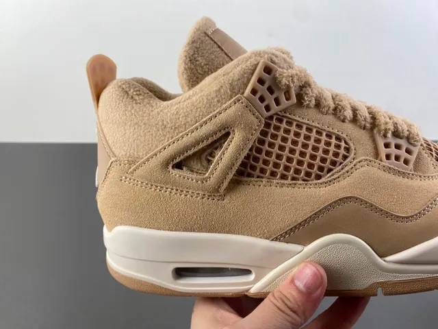 Air Jordan 4 Beige Fleece High-Top Basketball Shoes 3