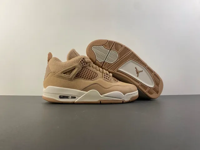 Air Jordan 4 Beige Fleece High-Top Basketball Shoes 12