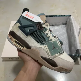 Air Jordan 4 米色水鸭蓝棕色篮球鞋
