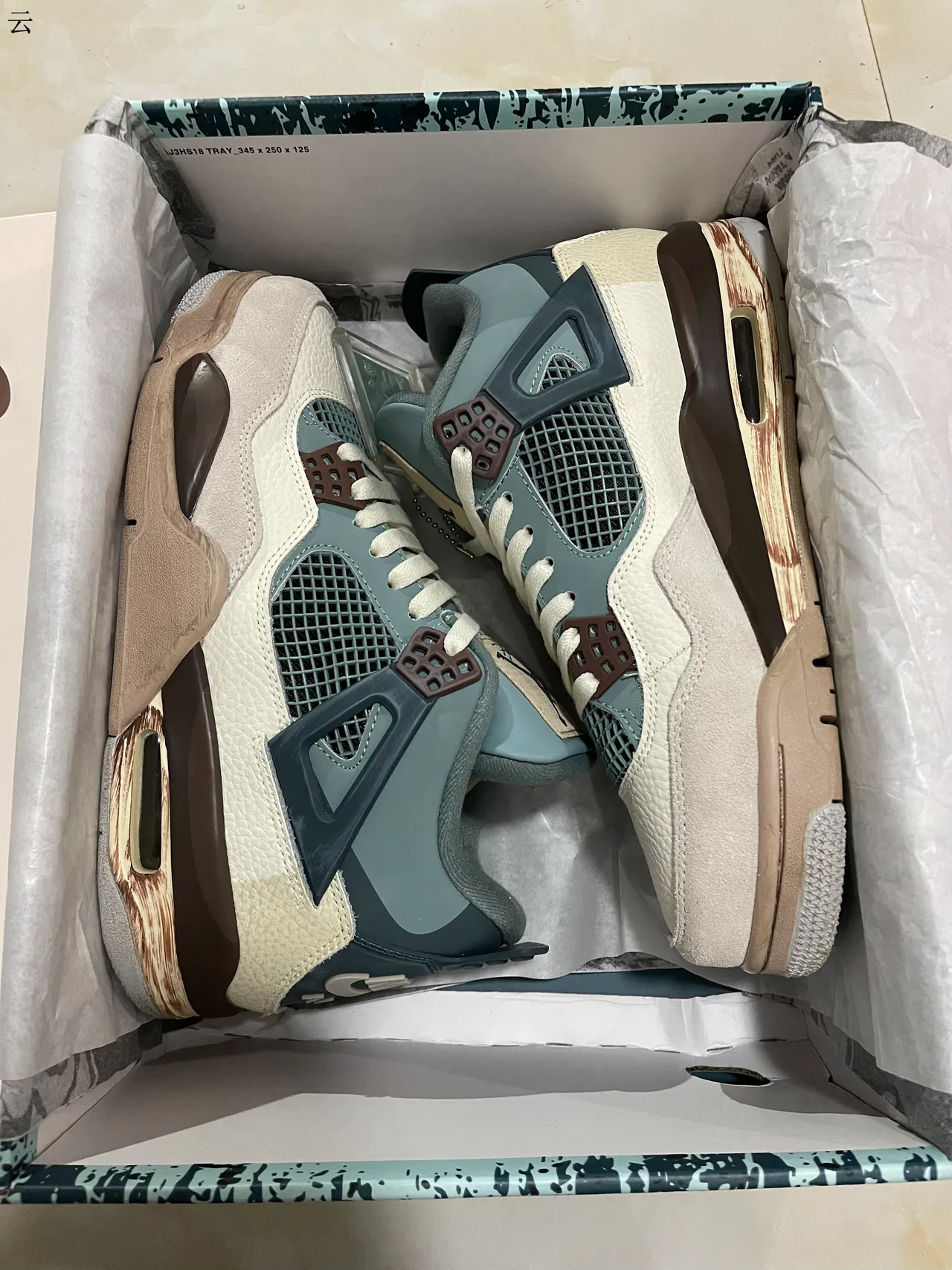 Air Jordan 4 Beige Teal Brown Basketball Shoes 7