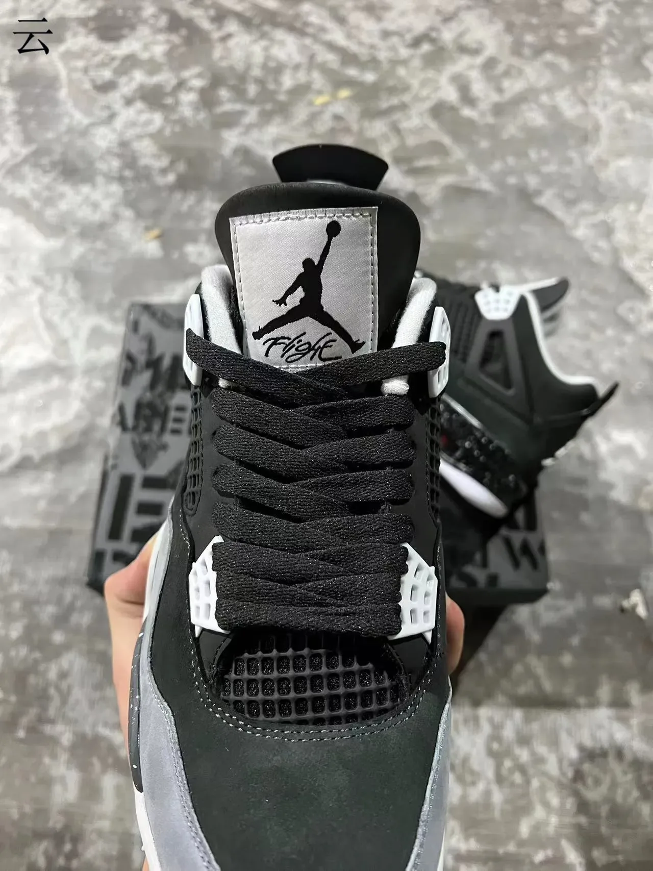 Air Jordan 4 Preto Cinza Salpicado Tênis de Basquete 4