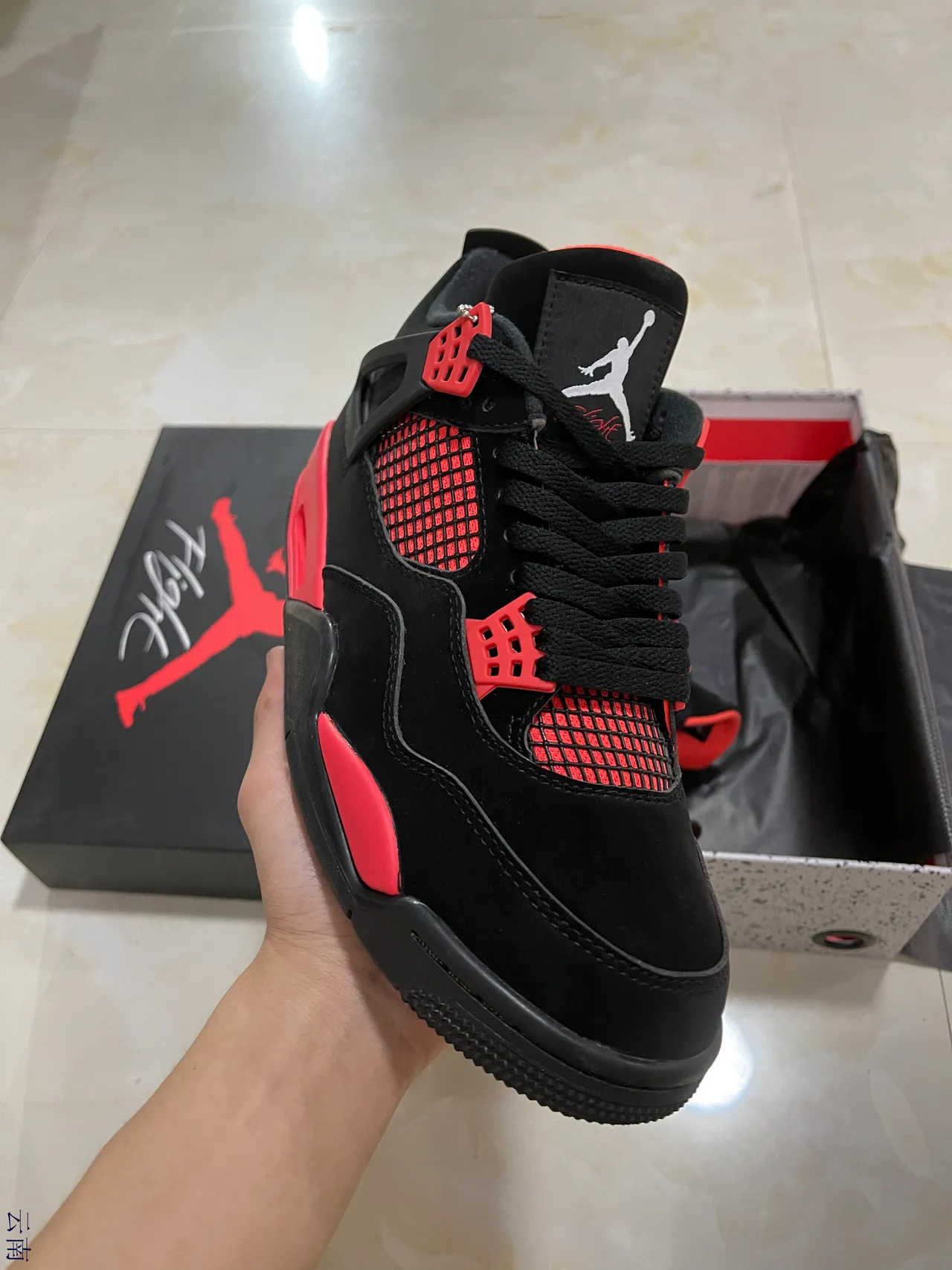Air Jordan 4 Black University Red Basketball Shoes 2