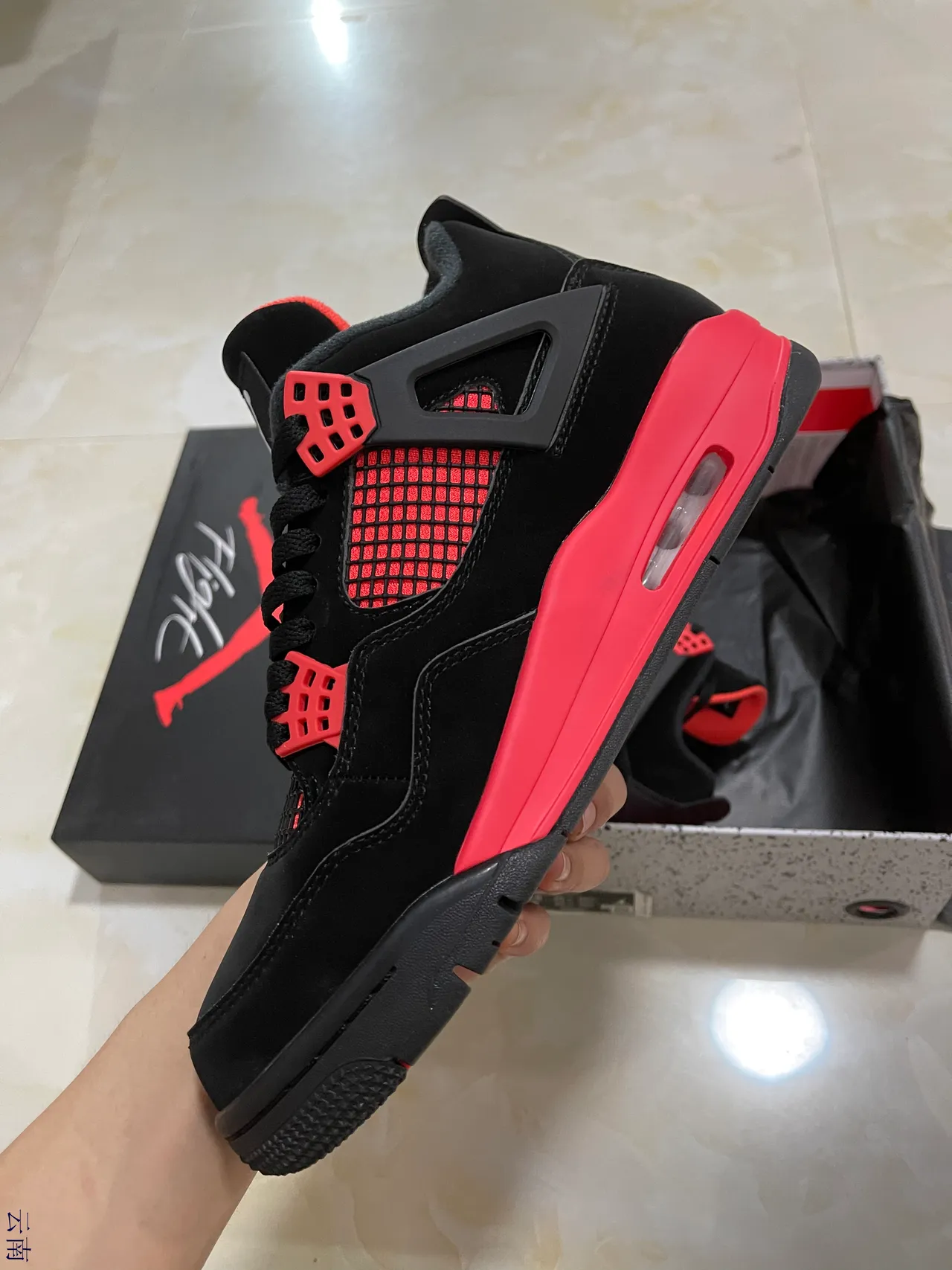 Air Jordan 4 Black University Red Basketball Shoes 4