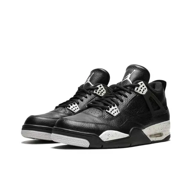 Air Jordan 4 Black White Speckled Basketball Shoes 4