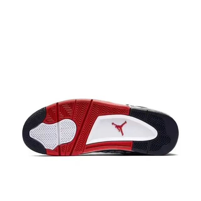 Air Jordan 4 Impression Florale Noir Rouge Chaussures de Basketball 2