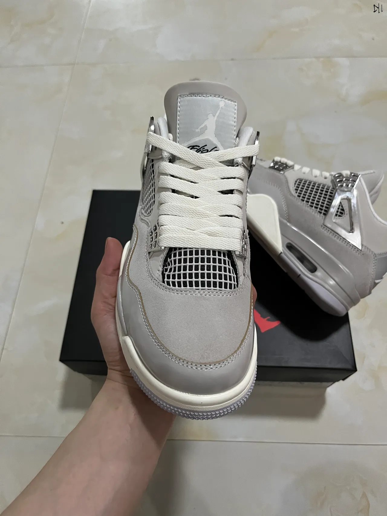 Air Jordan 4 Light Gray Metallic Silver Basketball Shoes 3