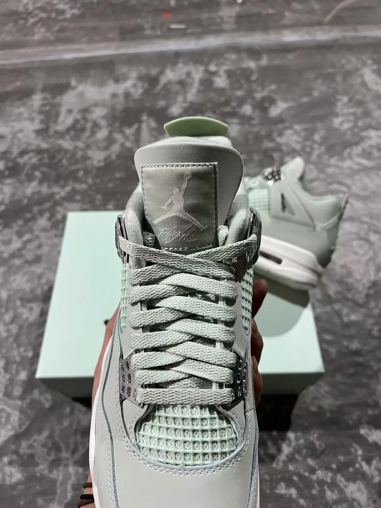 Air Jordan 4 Mint Green Suede High-Top Basketball Shoes 4