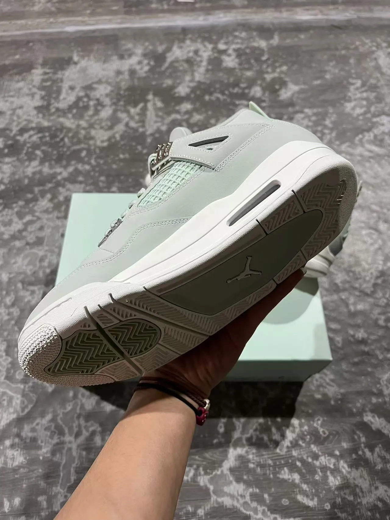 Air Jordan 4 Mint Green Suede High-Top Basketball Shoes 6