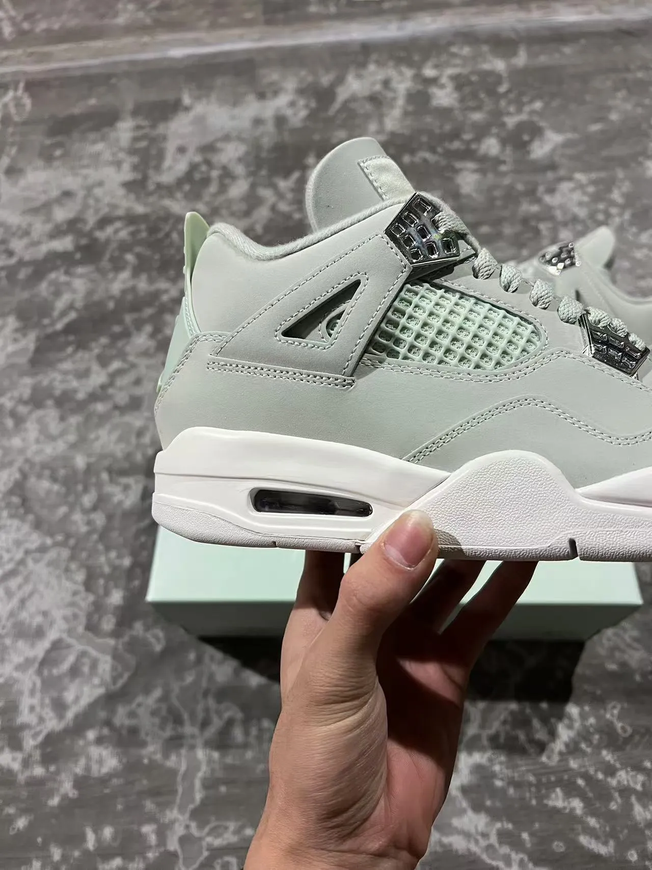 Air Jordan 4 Mint Green Suede High-Top Basketball Shoes 7