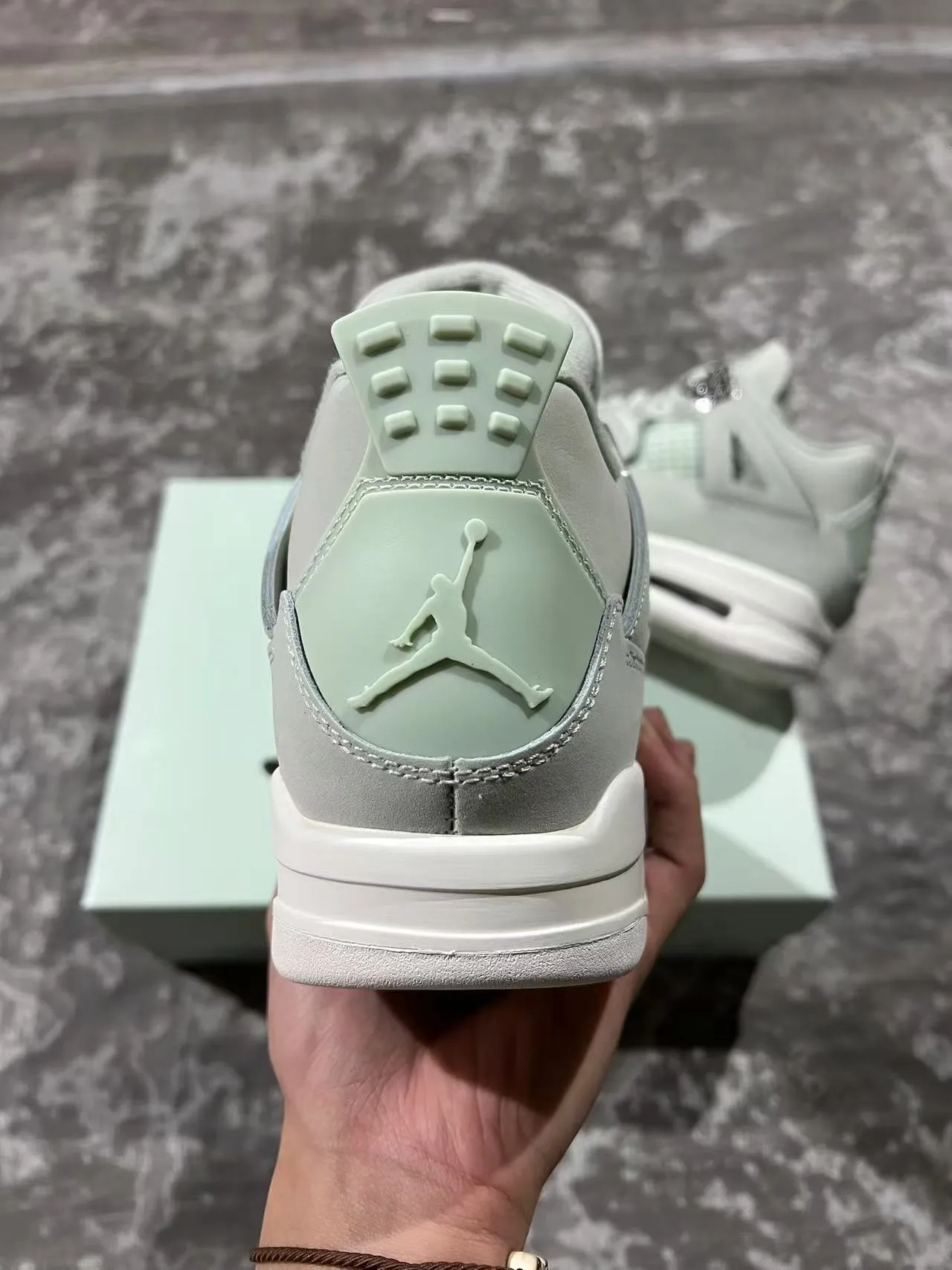 Air Jordan 4 Mint Green Suede High-Top Basketball Shoes 8