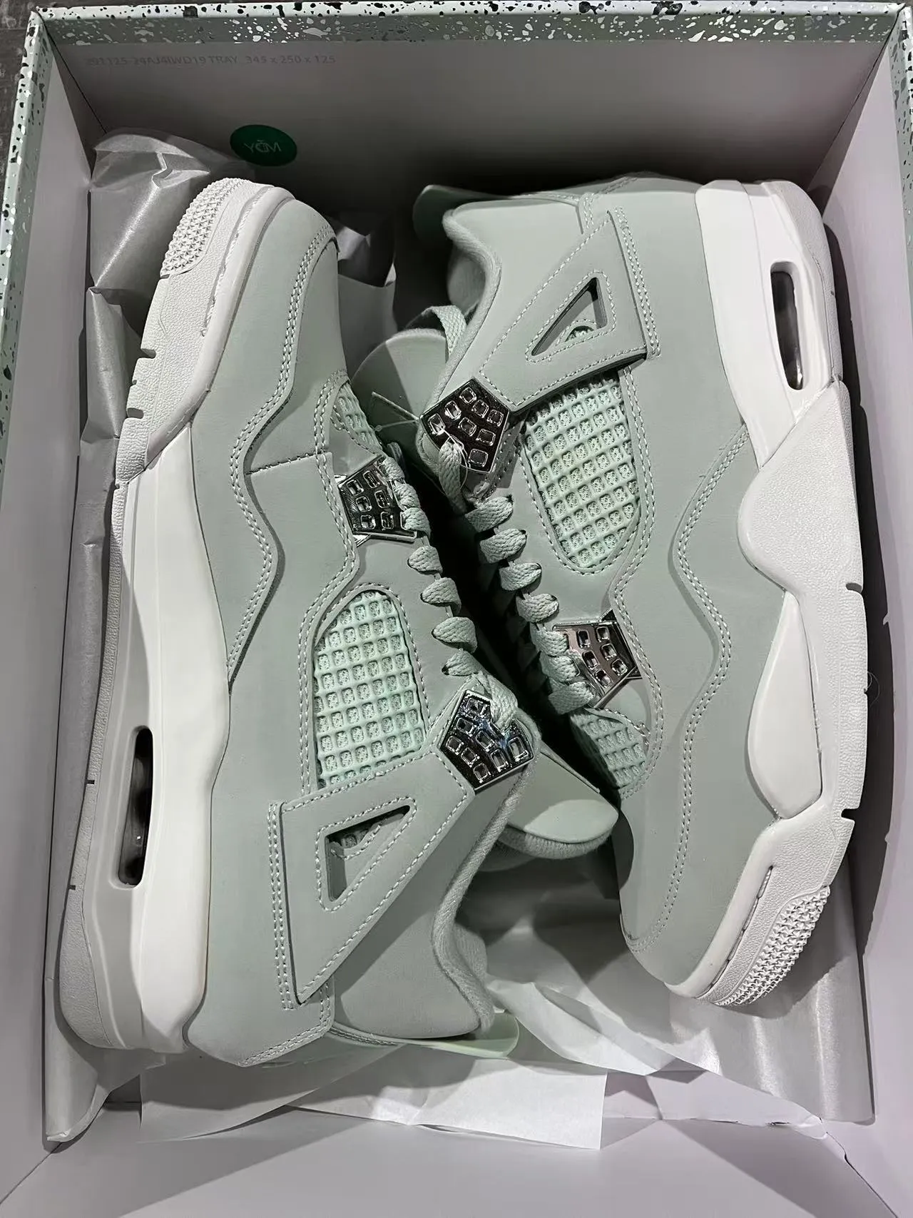 Air Jordan 4 Mint Green Suede High-Top Basketball Shoes 9