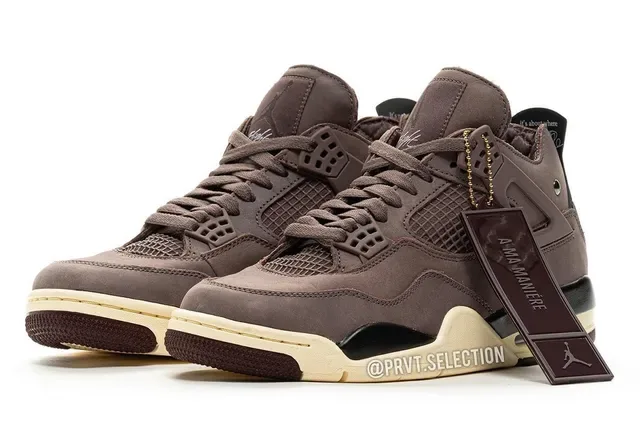 Air Jordan 4 Chaussures de Basketball en Daim Marron Mat 20