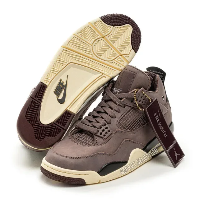 Air Jordan 4 Chaussures de Basketball en Daim Marron Mat 21