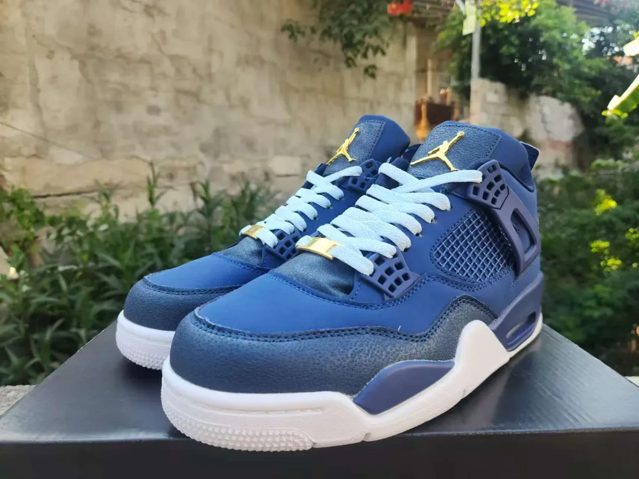 Air Jordan 4 Navy Blue et Blanc Chaussures de Basketball 2