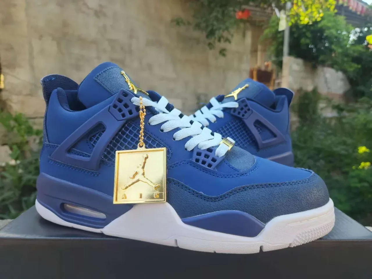 Air Jordan 4 Navy Blue et Blanc Chaussures de Basketball 4