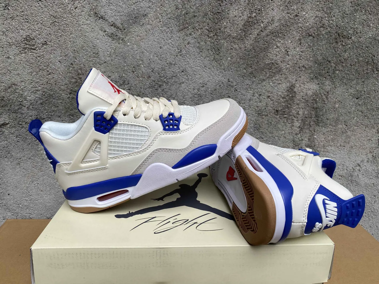 Air Jordan 4 Off-White Royal Blue Basketball Shoes 2