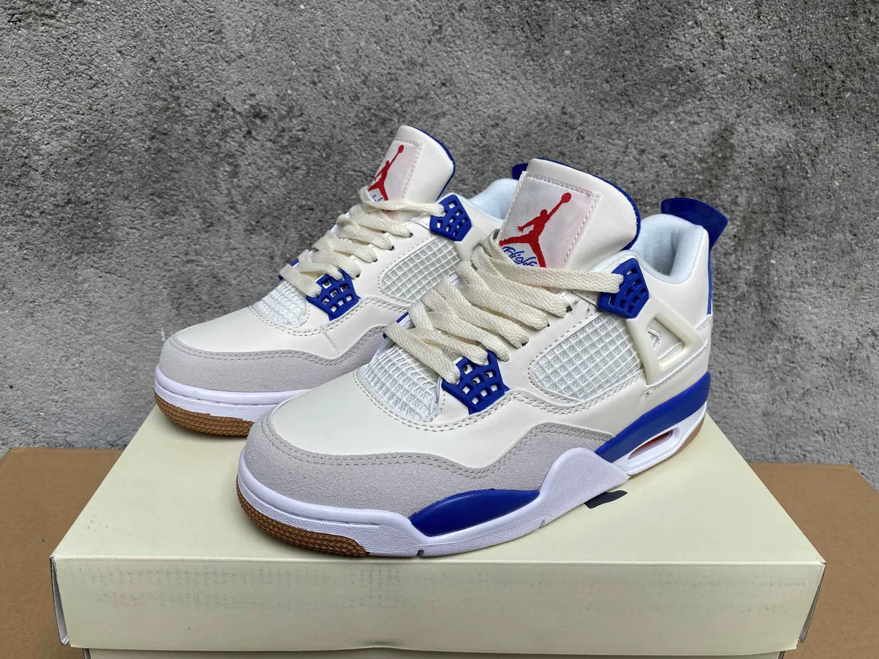 Air Jordan 4 Off-White Royal Blue Basketball Shoes 3