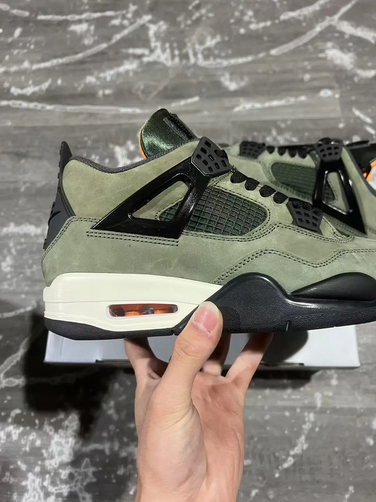 Air Jordan 4 Olive Green Suede High-Top Basketball Shoes 7