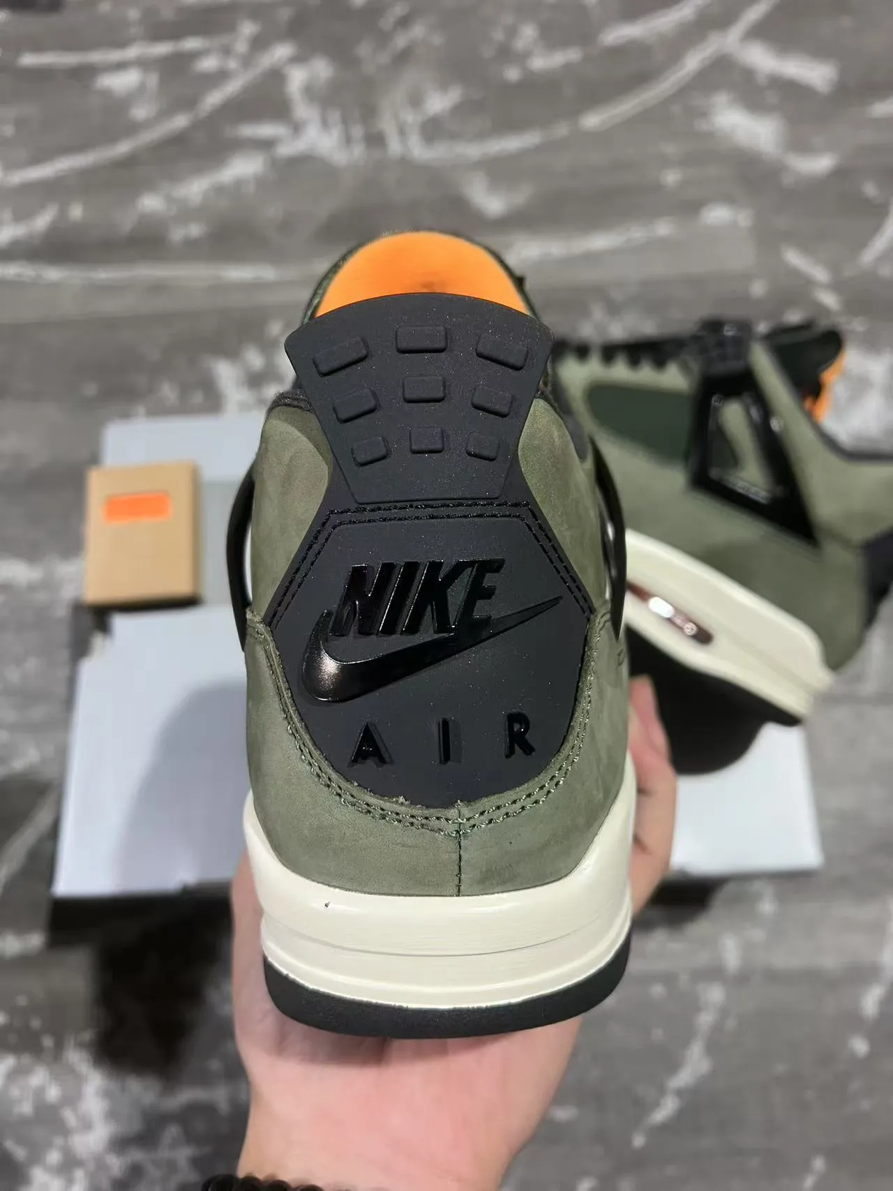 Air Jordan 4 Olive Green Suede High-Top Basketball Shoes 8