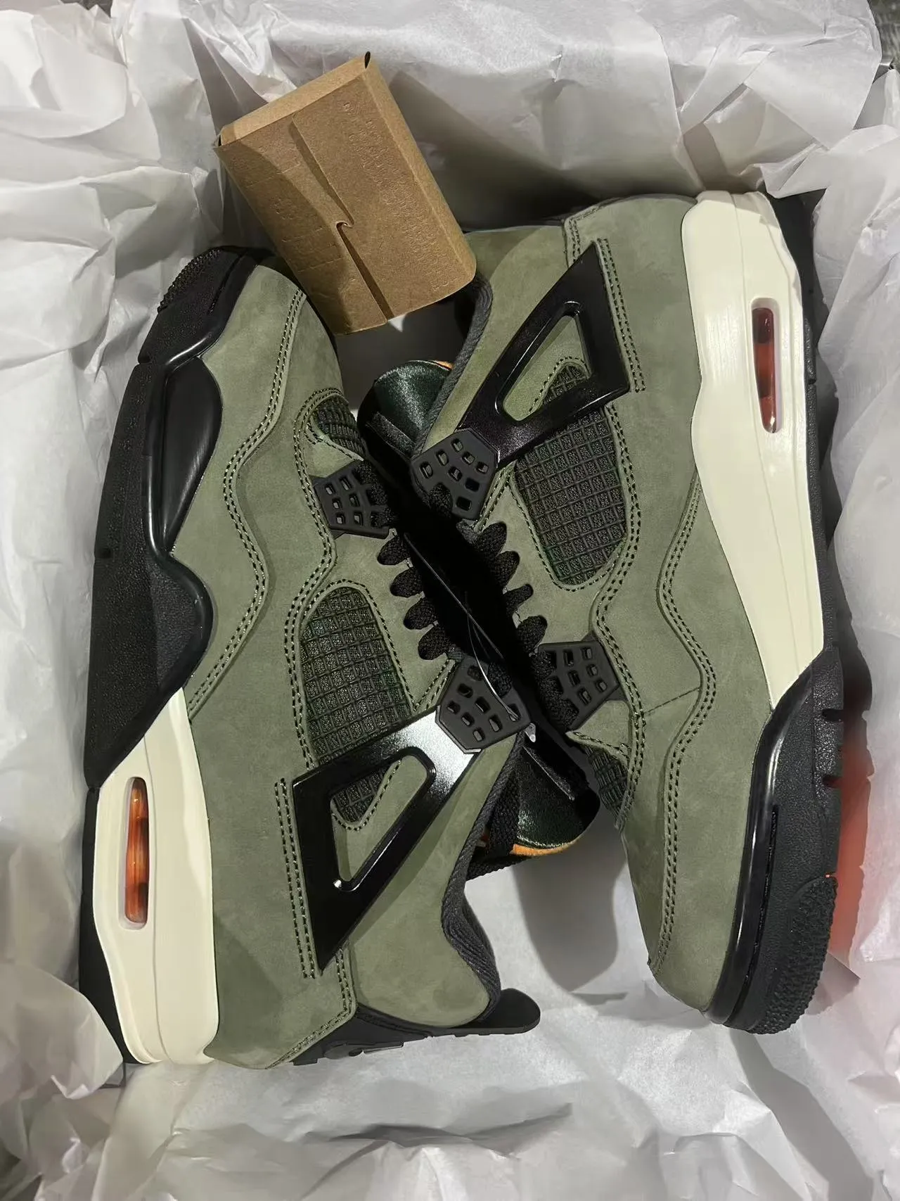 Air Jordan 4 Olive Green Suede High-Top Basketball Shoes 10
