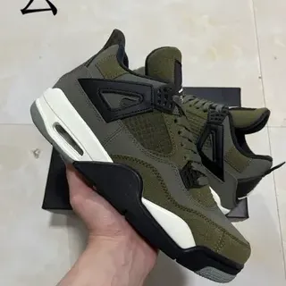 Air Jordan 4 Olive Green Wing Eyelet Basketball Shoes