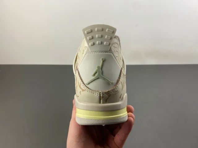Air Jordan 4 Ornamental Gold and Mint Green Basketball Shoes 4