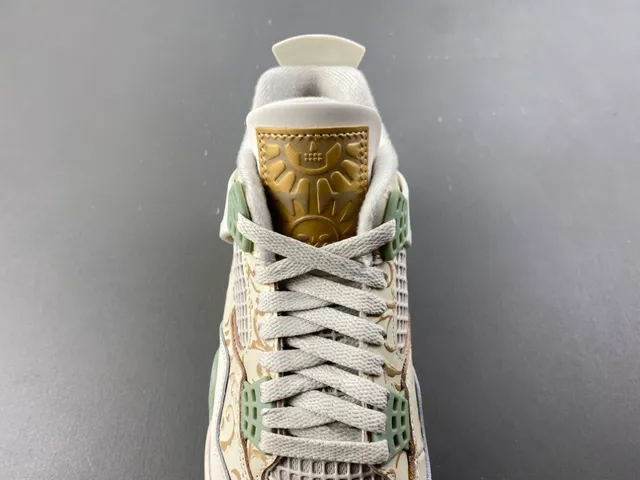 Air Jordan 4 Ornamental Gold and Mint Green Basketball Shoes 6