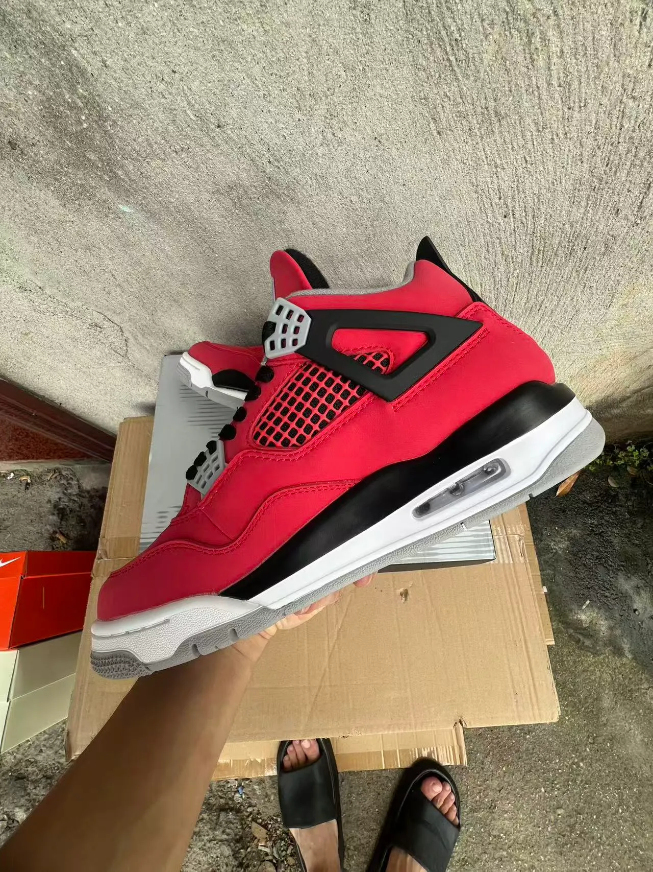 Chaussures de basketball Air Jordan 4 rouge noir blanc 5