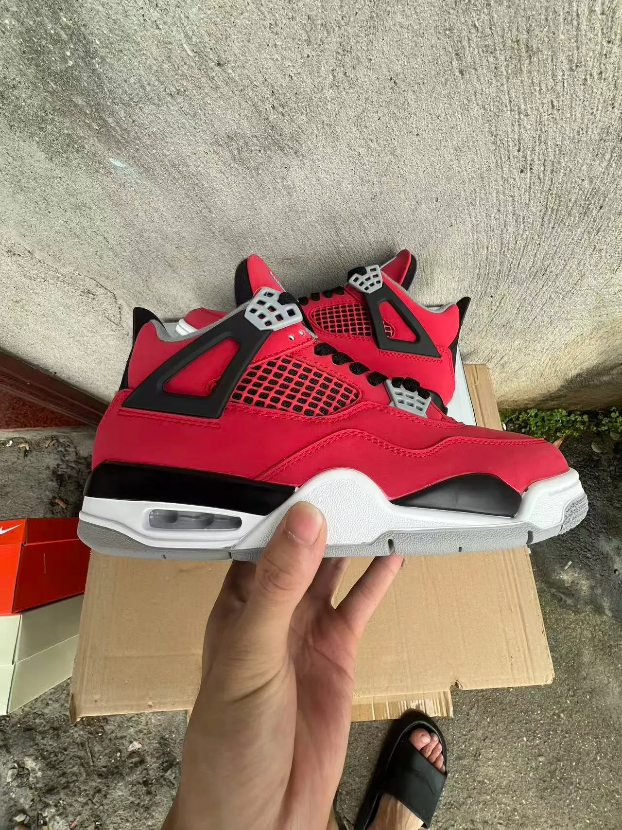 Chaussures de basketball Air Jordan 4 rouge noir blanc 7
