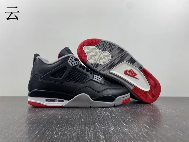 Air Jordan 4 Retro Black Cement Red Basketball Shoes 4