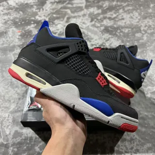 Air Jordan 4 Retro Black Royal Blue Red Basketball Shoes