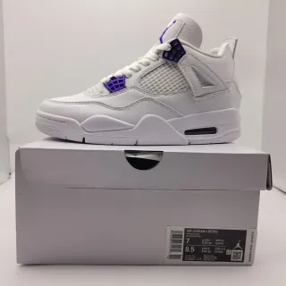 Air Jordan 4 Retro White Purple Basketball Shoes
