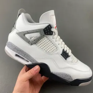 Air Jordan 4 Branco Cinza Preto Tênis de Basquete