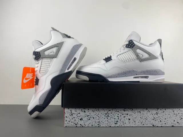 Air Jordan 4 White Gray Black Basketball Shoes 14