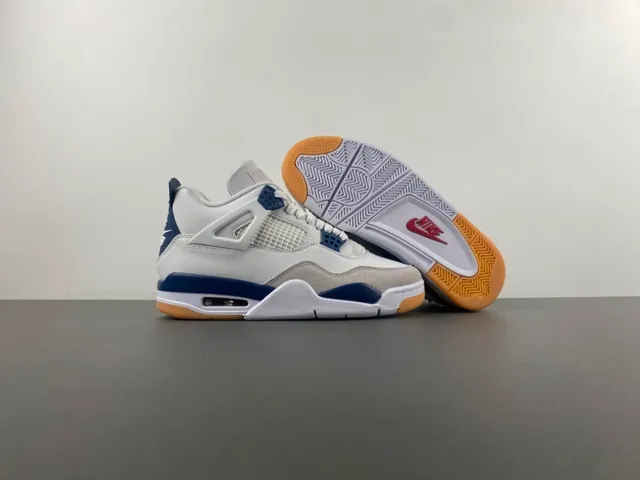 Air Jordan 4 White Navy Gum Basketball Shoes 12