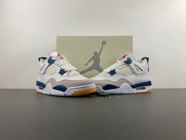 Air Jordan 4 White Navy Gum Basketball Shoes 13