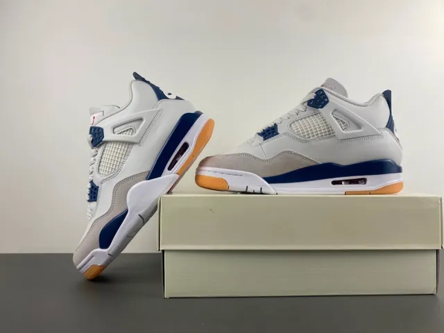 Air Jordan 4 White Navy Gum Basketball Shoes 14