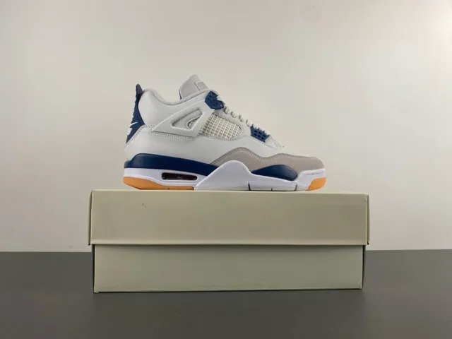 Air Jordan 4 White Navy Gum Basketball Shoes 15
