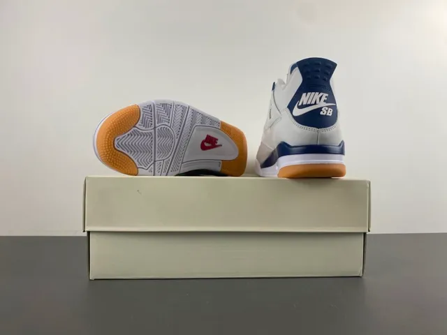 Air Jordan 4 White Navy Gum Basketball Shoes 16
