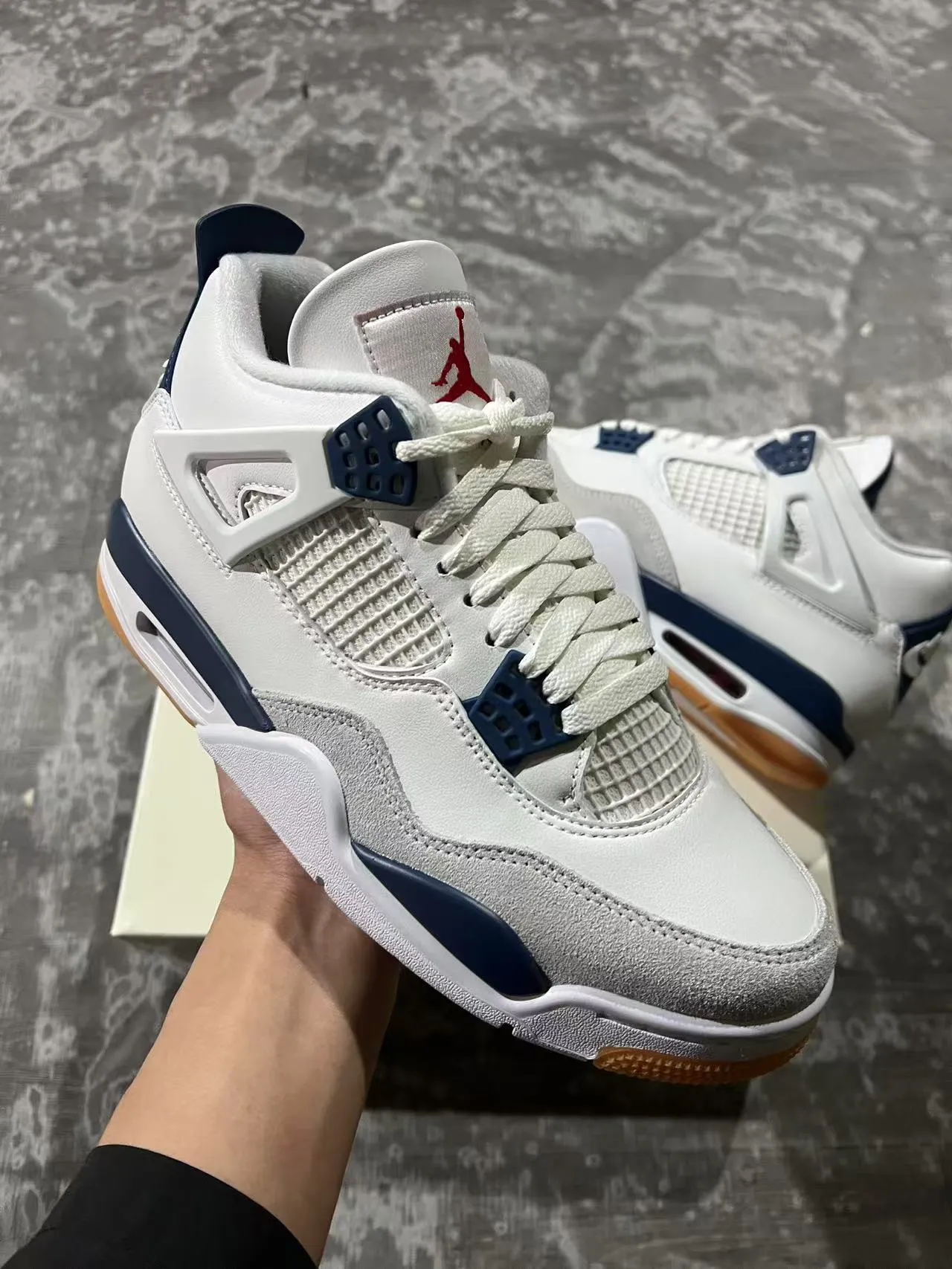 Air Jordan 4 White Navy Gum Basketball Shoes 2