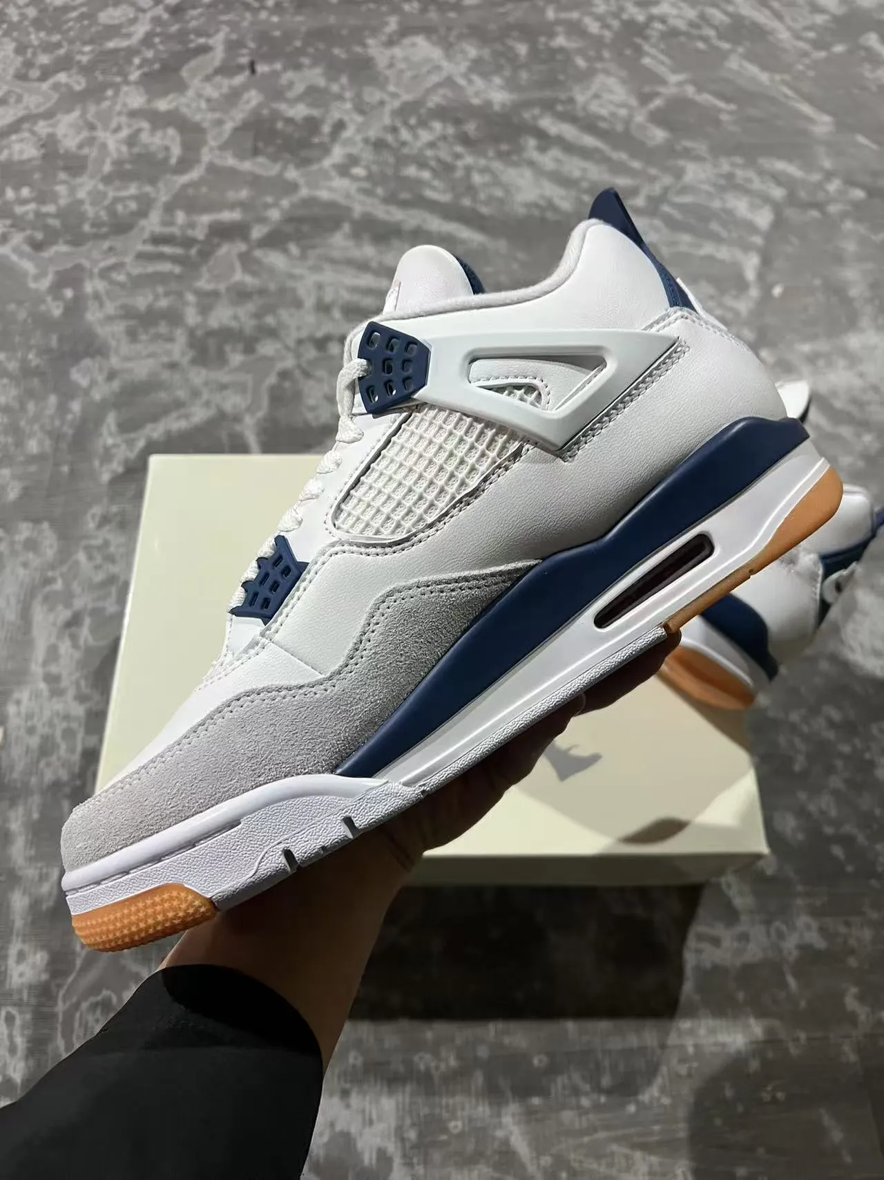 Air Jordan 4 White Navy Gum Basketball Shoes 5
