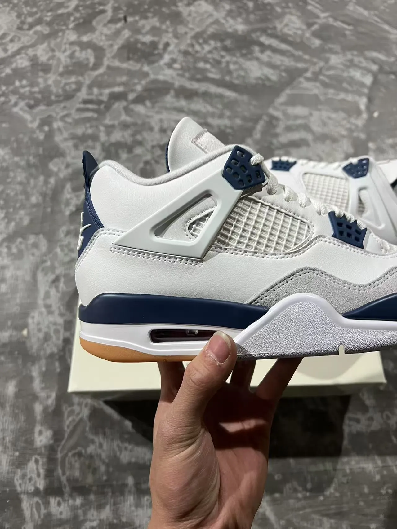 Air Jordan 4 White Navy Gum Basketball Shoes 7