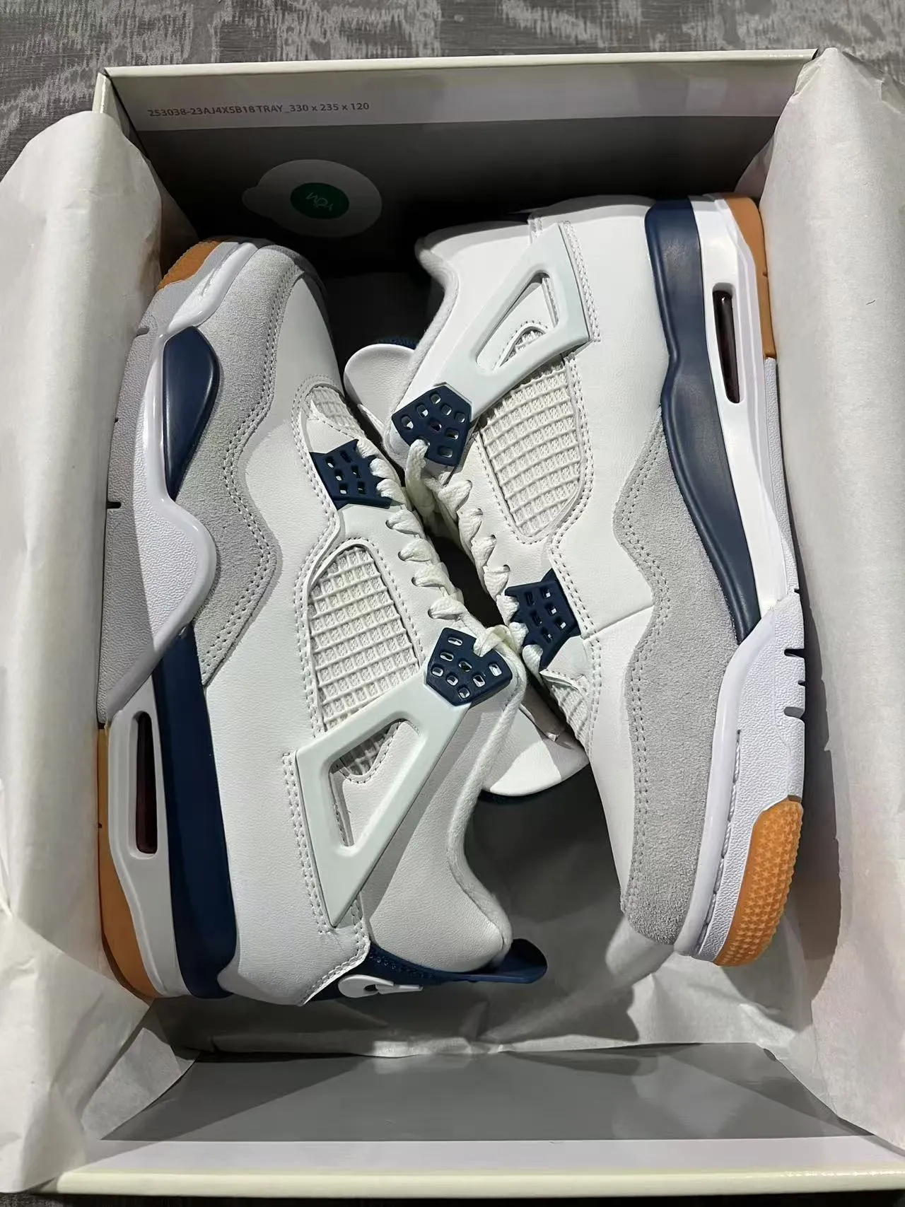 Air Jordan 4 White Navy Gum Basketball Shoes 9