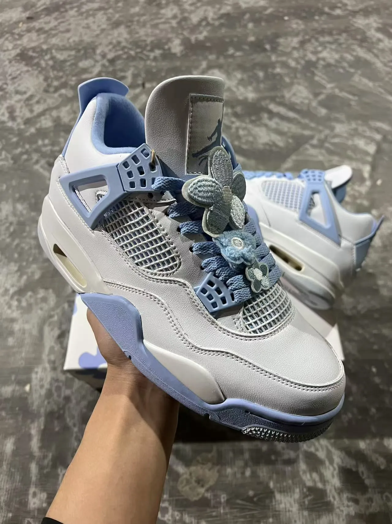 Air Jordan 4 White Powder Blue Basketball Shoes 2