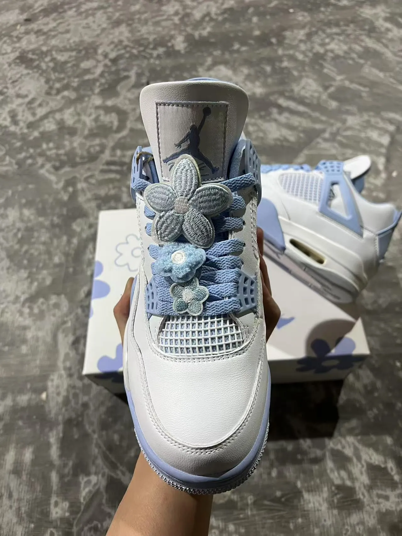Air Jordan 4 White Powder Blue Basketball Shoes 3