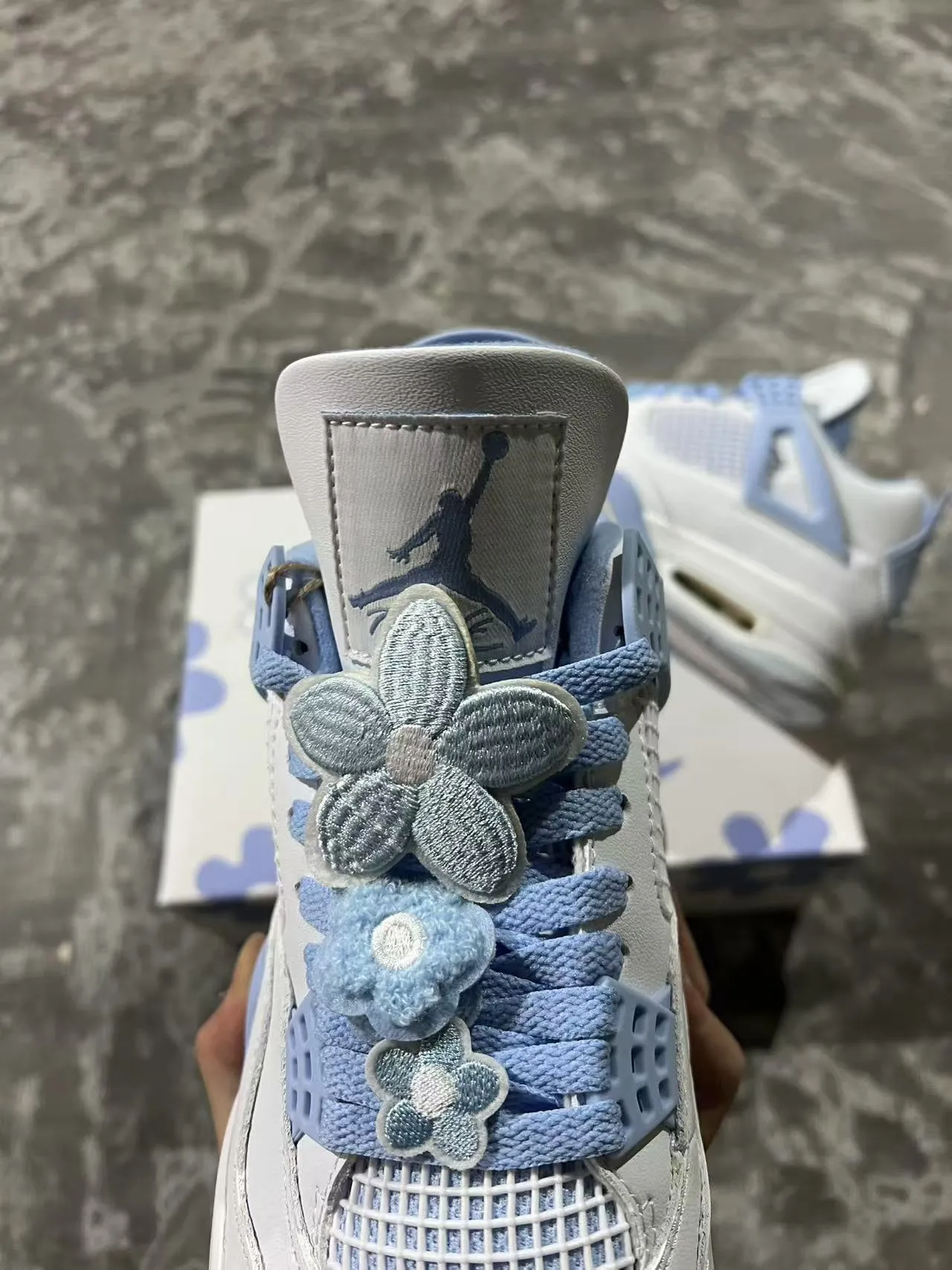 Air Jordan 4 White Powder Blue Basketball Shoes 4