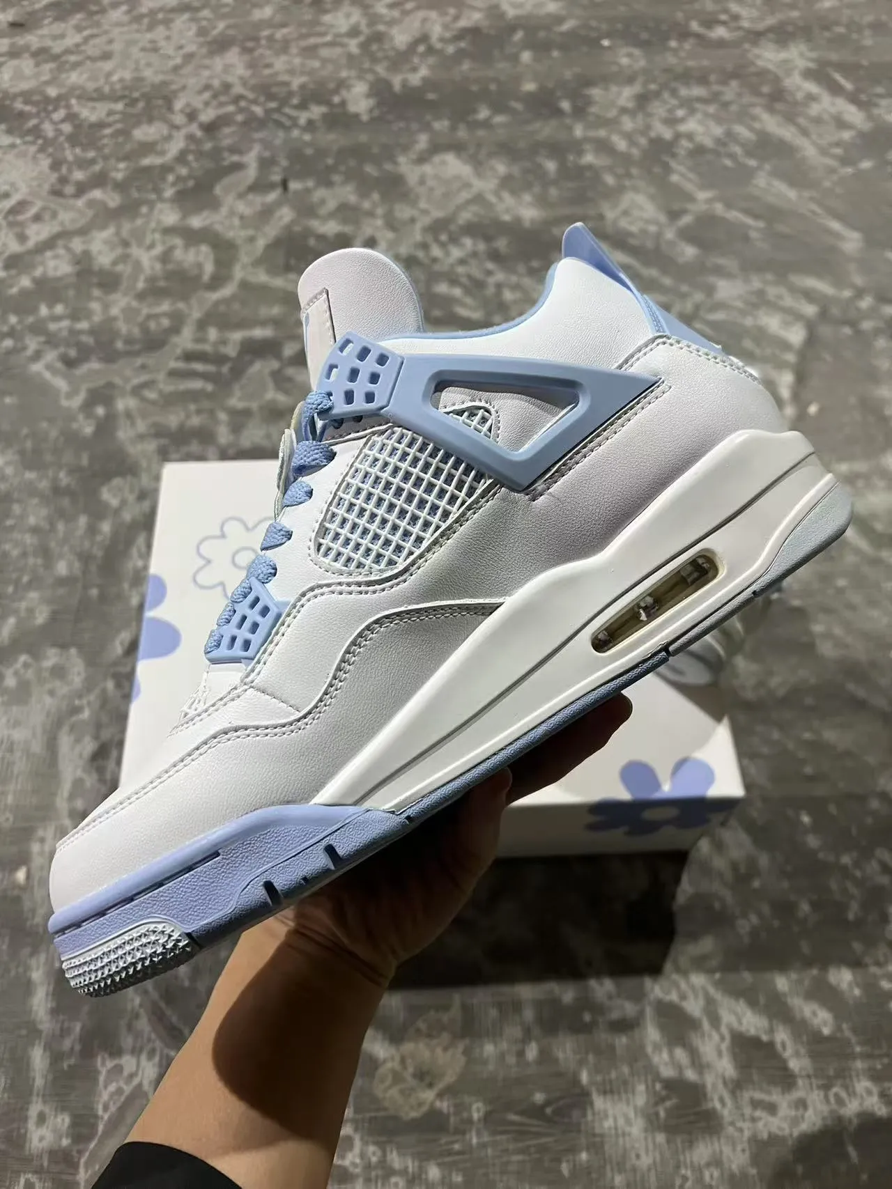 Air Jordan 4 White Powder Blue Basketball Shoes 5